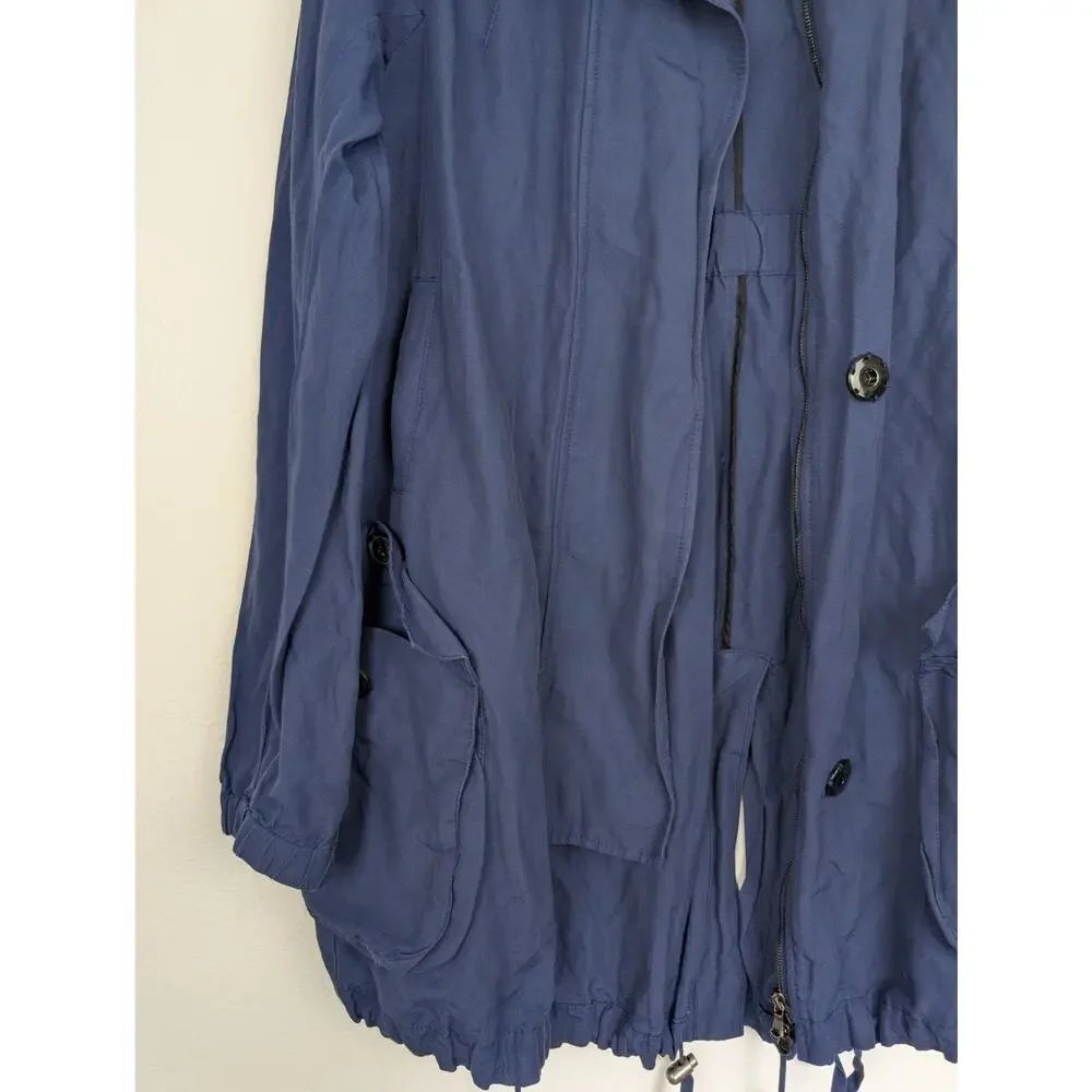 L'Agence Parka Jacket Metallic Utility Designer Luxury Pockets Blue Size M